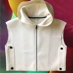 Zara white cropped neoprene vest, size L